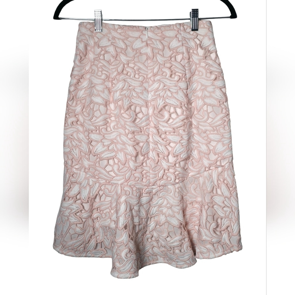 Club Monaco Blush Lace Mini Skirt Floral Embroidered High Waist Size 00 - Picture 4 of 9